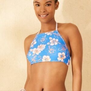 Wild Fable Bikini Batette Top Blue Orange White Flowers Size XS (0-2)